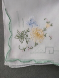 Вінтажна батистова носова хустка, хустинка з вишивкою квітів, numer zdjęcia 8