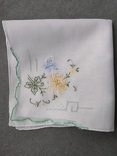 Вінтажна батистова носова хустка, хустинка з вишивкою квітів, numer zdjęcia 9