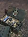 Імітація ящика з під ручних гранат доповнений чарками за основі стріляних гільз, фото №2