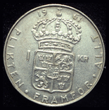 Швеция 1 крона 1961 серебро 7 грамм, фото №3