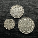 2 Франка 1 франк 1/2 Франка 1945-1957 г Швейцария серебро 17.53 г, фото №2