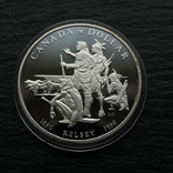 1 доллар Елизаветта II 1990 Канада Индейцы проводники Келси серебро 23.3 г, фото №2