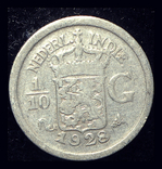 Нидерландская Индия 1/10 гульдена 1928 серебро, фото №2