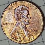 США 1 цент 2001 D, фото №2