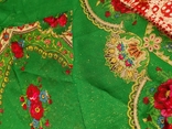 Зелёный в цветах ,с люриксом платок из СССР, фото №8