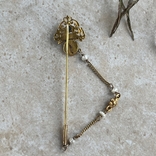Антикварна золота брошка шпилька мікро перли сапфір рубін, фото №8