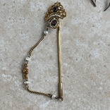 Антикварна золота брошка шпилька мікро перли сапфір рубін, фото №10