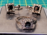 Серьги +кольцо серебро 925 с камнями., фото №3
