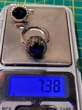Серьга + кольцо серебро 925 с камнями., фото №2