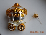 Скляна ялинкова іграшка "Біла карета в золоті". Розмір 10 см. Ідеально, фото №10