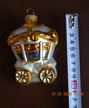 Скляна ялинкова іграшка "Біла карета в золоті". Розмір 10 см. Ідеально, фото №13