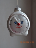 Скляна ялинкова іграшка "Годинник "Без п'яти хвилин до дванадцятої". Висота 7,5 см., фото №3