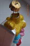 Скляна ялинкова іграшка "Новорічний подарунок. Сніговики з серцем». Висота 9 см., фото №12