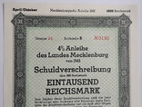 Німеччина Облігація Земельна позика Мекленбург 1000 рейхсмарок 1942 Шверін, фото №4