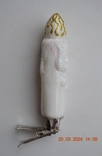 Скляна ялинкова іграшка "Новорічна біла палаюча свічка". Висота 10 см., фото №7