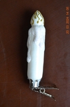 Скляна ялинкова іграшка "Новорічна біла палаюча свічка". Висота 10 см., фото №9