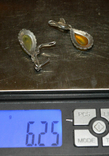 Серьги серебро янтарь 925, фото №6