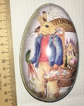 Жерстяна коробка (велика), пасхальне яйце, зайці, морква / зайчики, кролики, фото №3