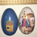 Жерстяна коробка (велика), пасхальне яйце, зайці, морква / зайчики, кролики, фото №8