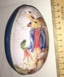 Жерстяна коробка (велика), пасхальне яйце, зайці, морква / зайчики, кролики, фото №13