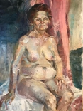 1.62 Картина. Портрет пожилой женщины, натурщица. Размер 59*78 см., фото №2