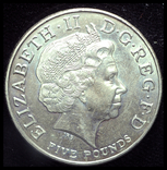 Великобритания 5 фунтов 2006 80 лет королеве, фото №3