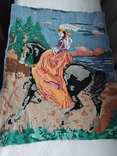 Стара вишита картина Дама на коні, фото №2