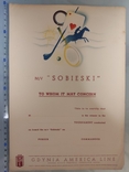 Бланк m/v Sobieski в последующем т/х Грузия,отпеч.1939-1950гг ХХ в(Вы стали побед.турнира), фото №2