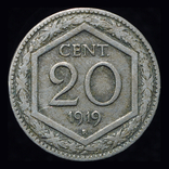 Италия 20 чентезими 1919, фото №2