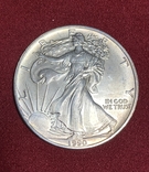 Доллар 1990 год №2 унция серебра Шагающая Свобода, фото №2