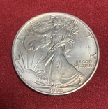 Доллар 1990 год №2 унция серебра Шагающая Свобода, фото №3