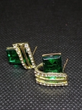 Сережки із зеленим камінням #2, фото №3