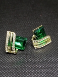 Сережки із зеленим камінням #2, фото №2