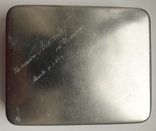 Стрижы, табакерка нержавсталь, подписная 30.01.1944 г. - 10.5х8.5х2.2 см., фото №5