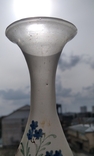 Старовинна номерна вазочка молочне скло ручний розпис понтiль бульбашки, фото №9