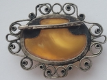 Серебренная брошка с янтарем, фото №4