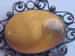 Серебренная брошка с янтарем, фото №6