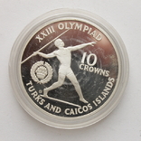 10 Крон 1984 XXIII Олимпийские Игры, Лос-Анджелес 1984 (0.925, 23.28г), Теркс и Кайкос, фото №2