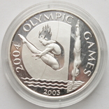 10 долларов. Самоа и Сисифо. Олимпийские игры 2004. Прыжки в воду 2003г. Вес 28.3 (.925), фото №3