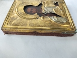 Икона Иисуса Христа в ярком позолоченном окладе. Старинная., фото №7