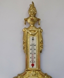 Антикварний бронзовий в позолоті барометр із термометром, фото №3