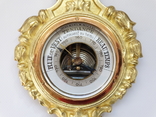 Антикварний бронзовий в позолоті барометр із термометром, фото №6