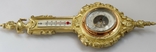Антикварний бронзовий в позолоті барометр із термометром, фото №10