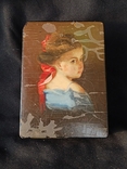 Лаковая шкатулка с ручной росписью дамским портретом, фото №7