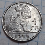 Бельгія 1 франк, 1939 Напис - "BELGIQUE - BELGIE", фото №2