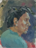 Портрет юнака, картон\олія 20х15.5 см,, фото №2