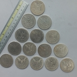 Пятнадцать монет "1 доллар" Morgan Dollar, США, 1880-1900-е серебро 0.900 384 грамма, фото №6