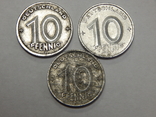 3 монеты по 10 пфеннигов, ГДР, фото №2