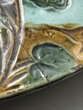 Тарелка настенная керамика Кузнецов цапля камыши лилии, фото №6