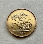 5 фунтов 1887 год Англия, золото 39,9 грамм 917, фото №3